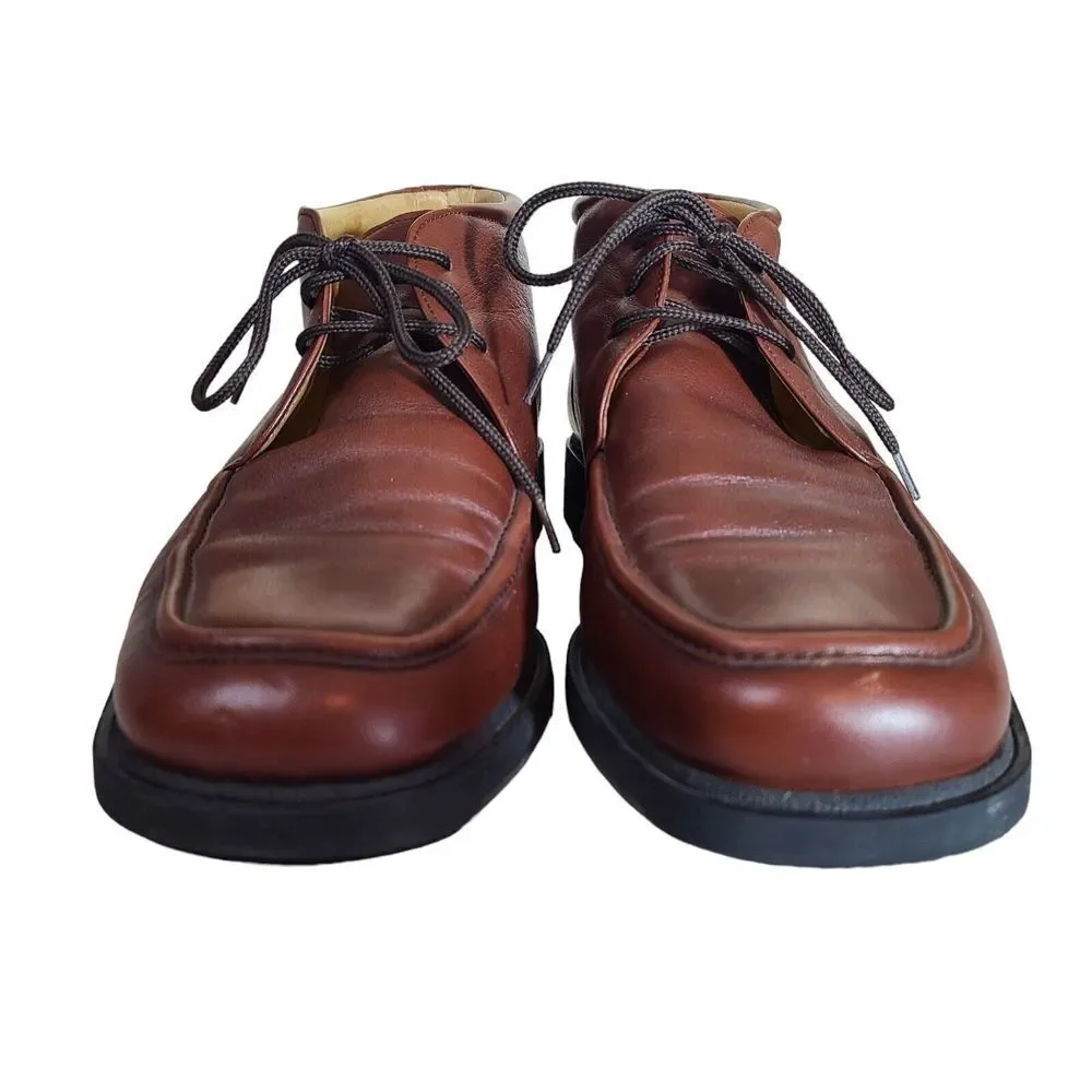 Magnanni Men's size 9 Brown Leather Moc Toe Lace Up Chukka Dress Shoes‎